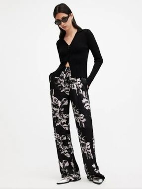 ALLSAINTS charli silk blend wide leg floral pants